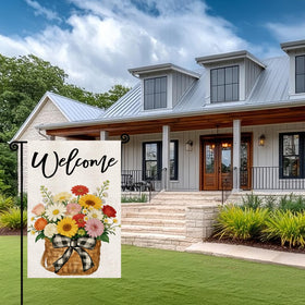 YCDMLJC spring floral welcome flag perfect for spring party decor