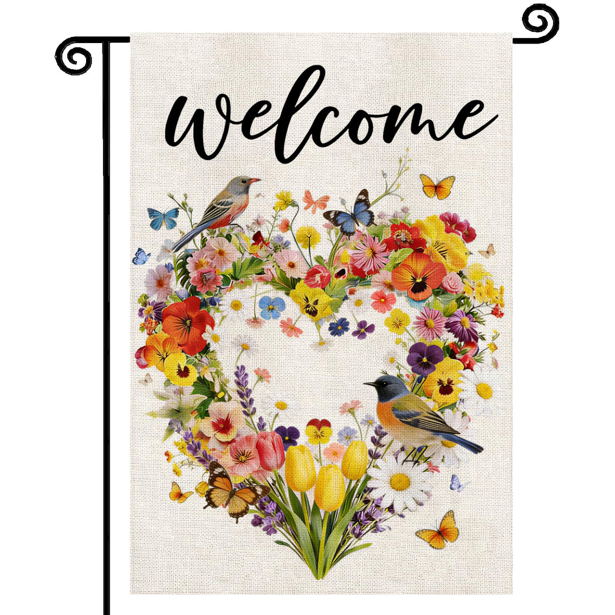YCDMLJC Spring Summer Birds Flowers Butterflies flag adds bright curb appeal to your garden