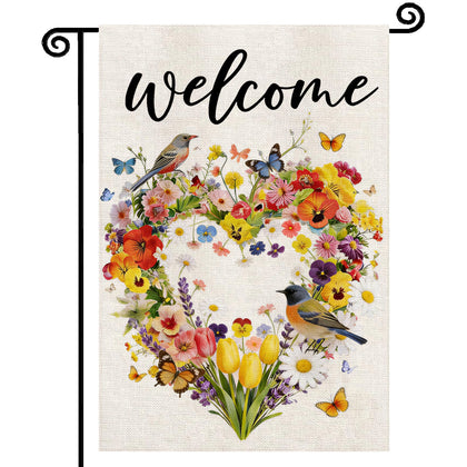 YCDMLJC Spring Summer Birds Flowers Butterflies flag adds bright curb appeal to your garden
