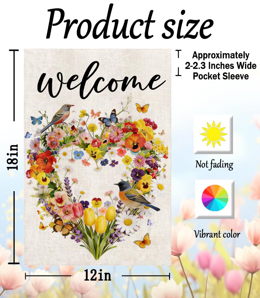 YCDMLJC Welcome hearts floral flag creates a cheerful entrance for guests and neighbors