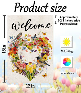 YCDMLJC Welcome hearts floral flag creates a cheerful entrance for guests and neighbors