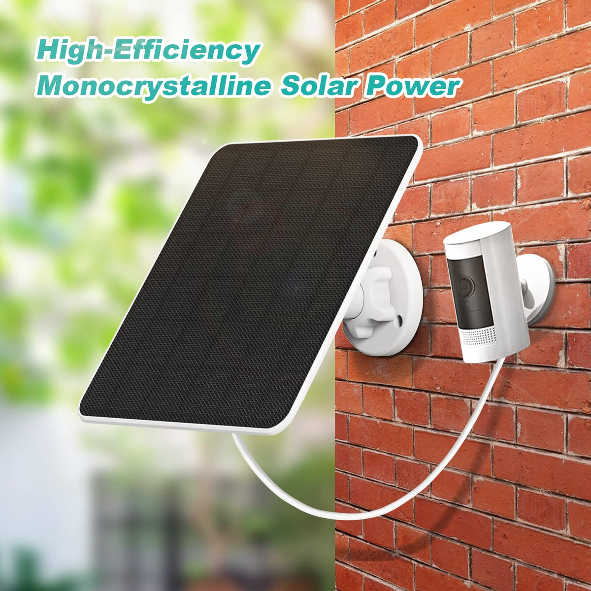 YCTechCam 5W solar panel with Vision Well camera outdoors in sun