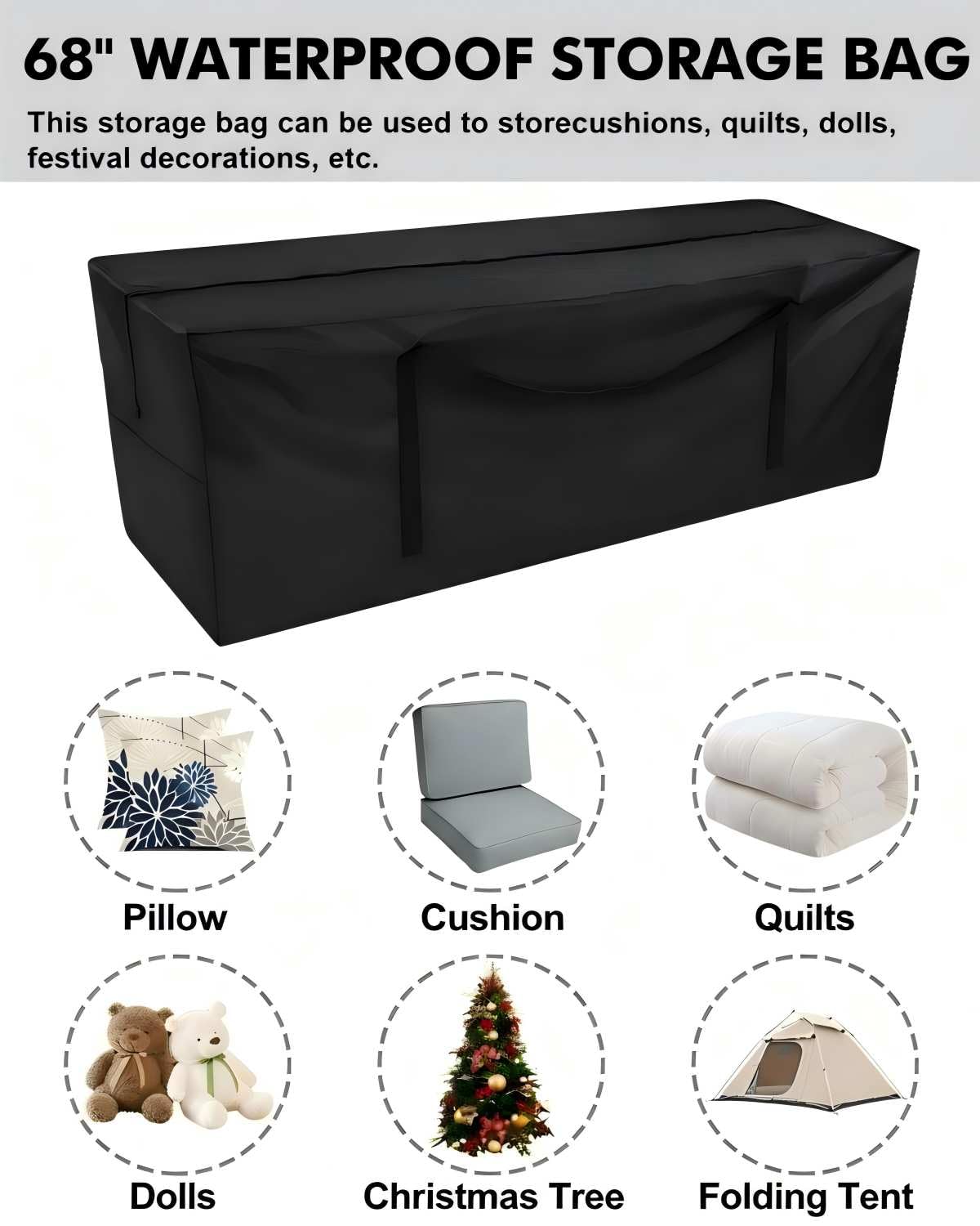 Bag in use outdoors with cushions stored by Yczzzj.