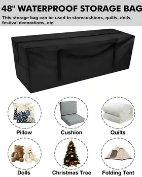 Yczzzj patio cushion storage bag shows 48x15x22 inch dimensions.