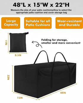 Yczzzj patio cushion storage bag side handles for easy transport.