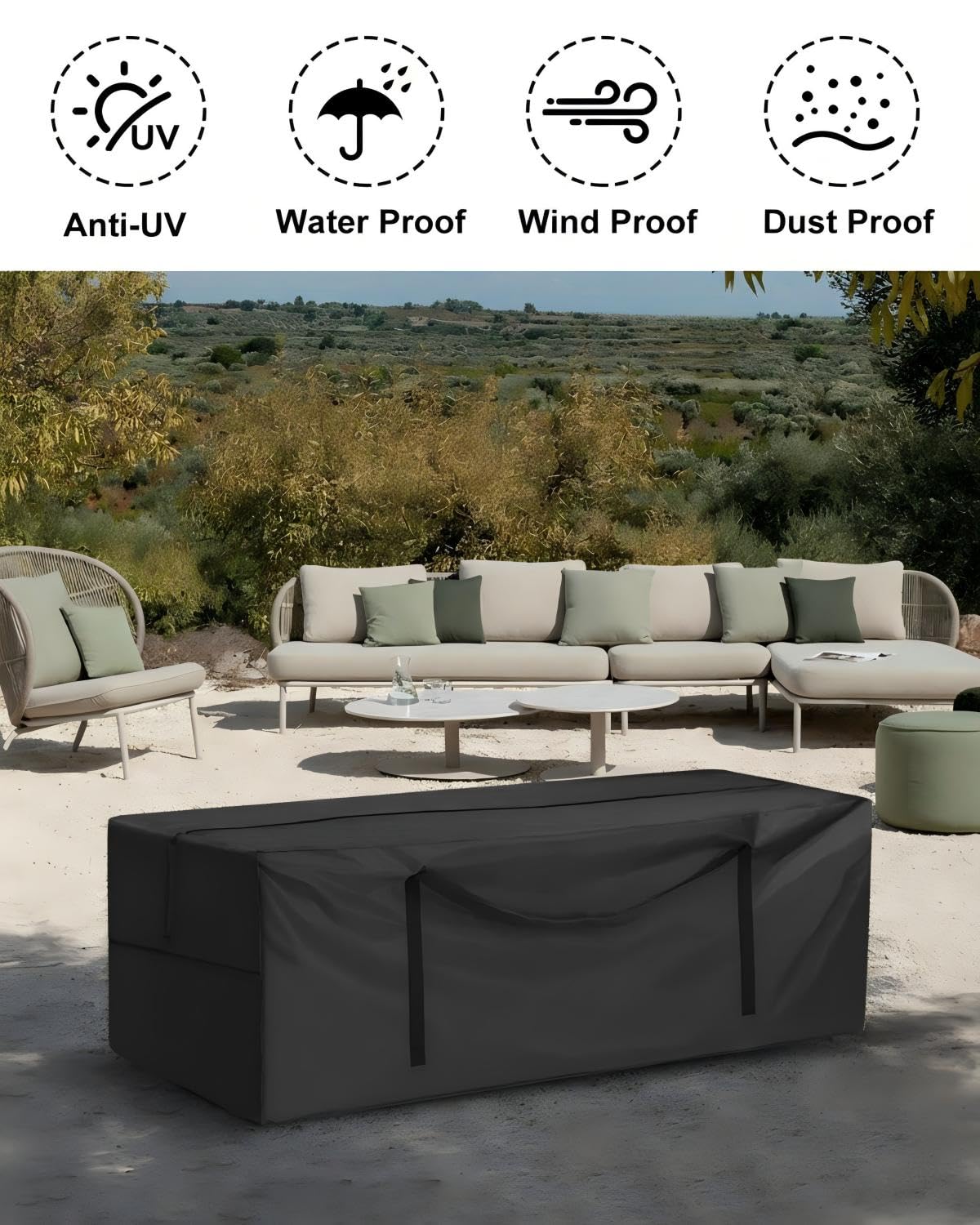 Yczzzj weatherproof Oxford fabric resists sun, rain, dust for cushions.