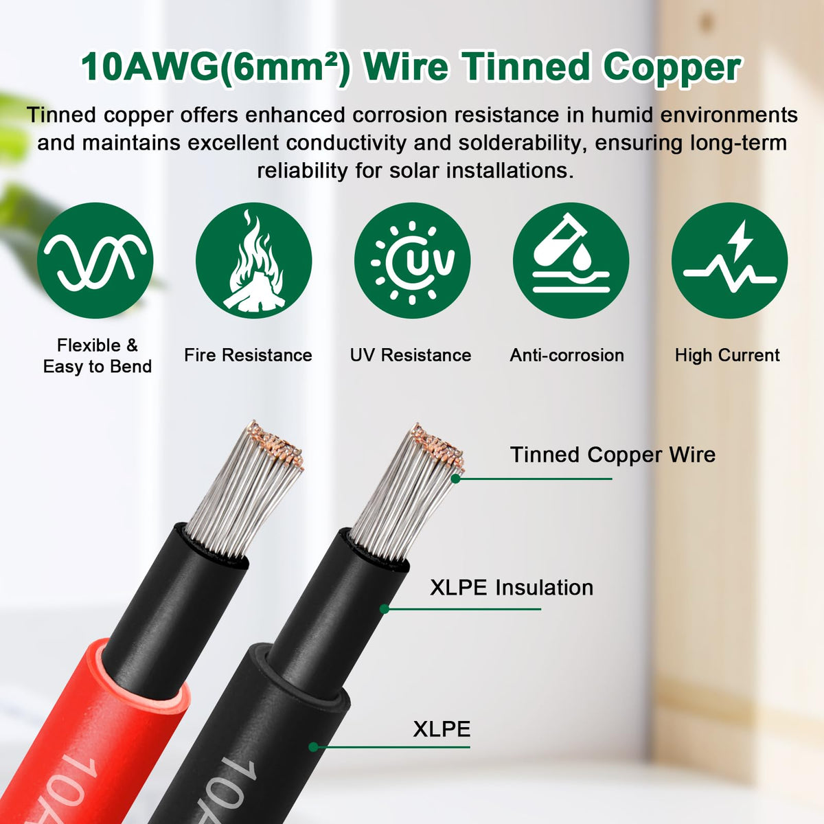 YDDECW solar extension cable black wire end with IP68 connectors for outdoor use