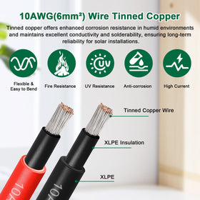 YDDECW solar extension cable black wire end with IP68 connectors for outdoor use