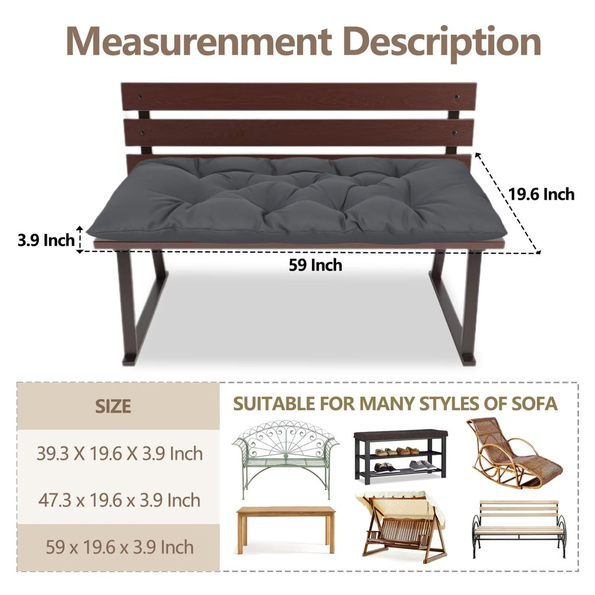 Yddsky cushion in 100x50x50 cm size enhances garden bench support