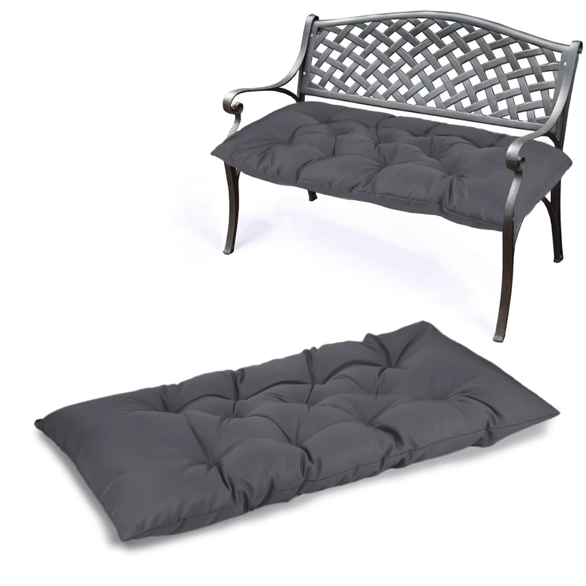 Yddsky waterproof bench cushion on outdoor seating for year-round comfort