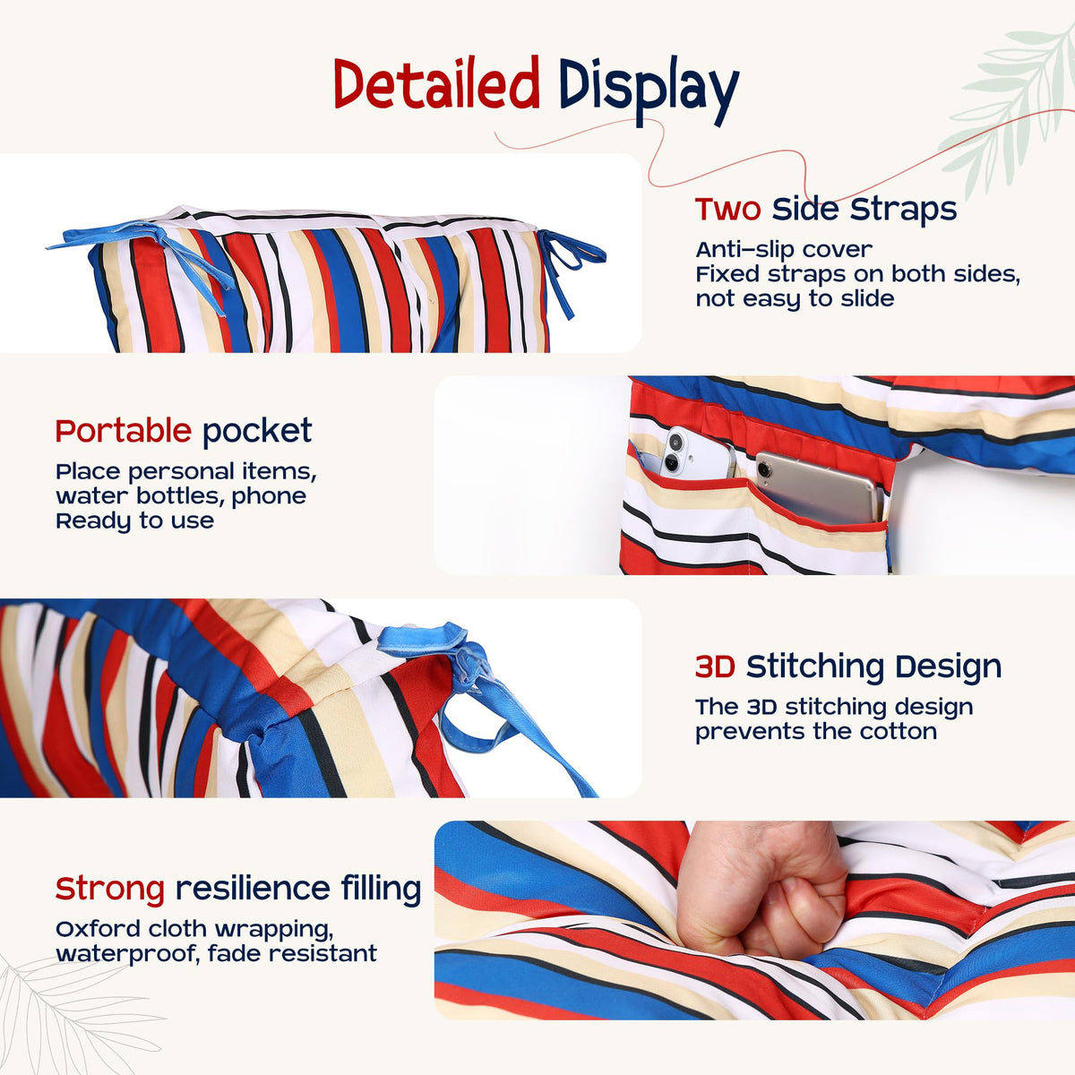 Yddsky cushion with high-density cotton filling for soft, resilient support