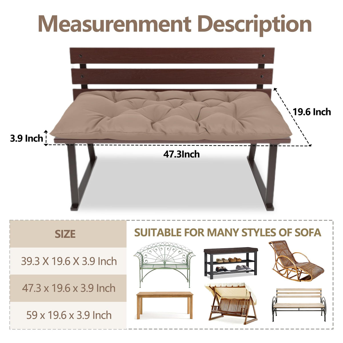 Yddsky loveseat pad 47.3in thick supports comfortable seating.