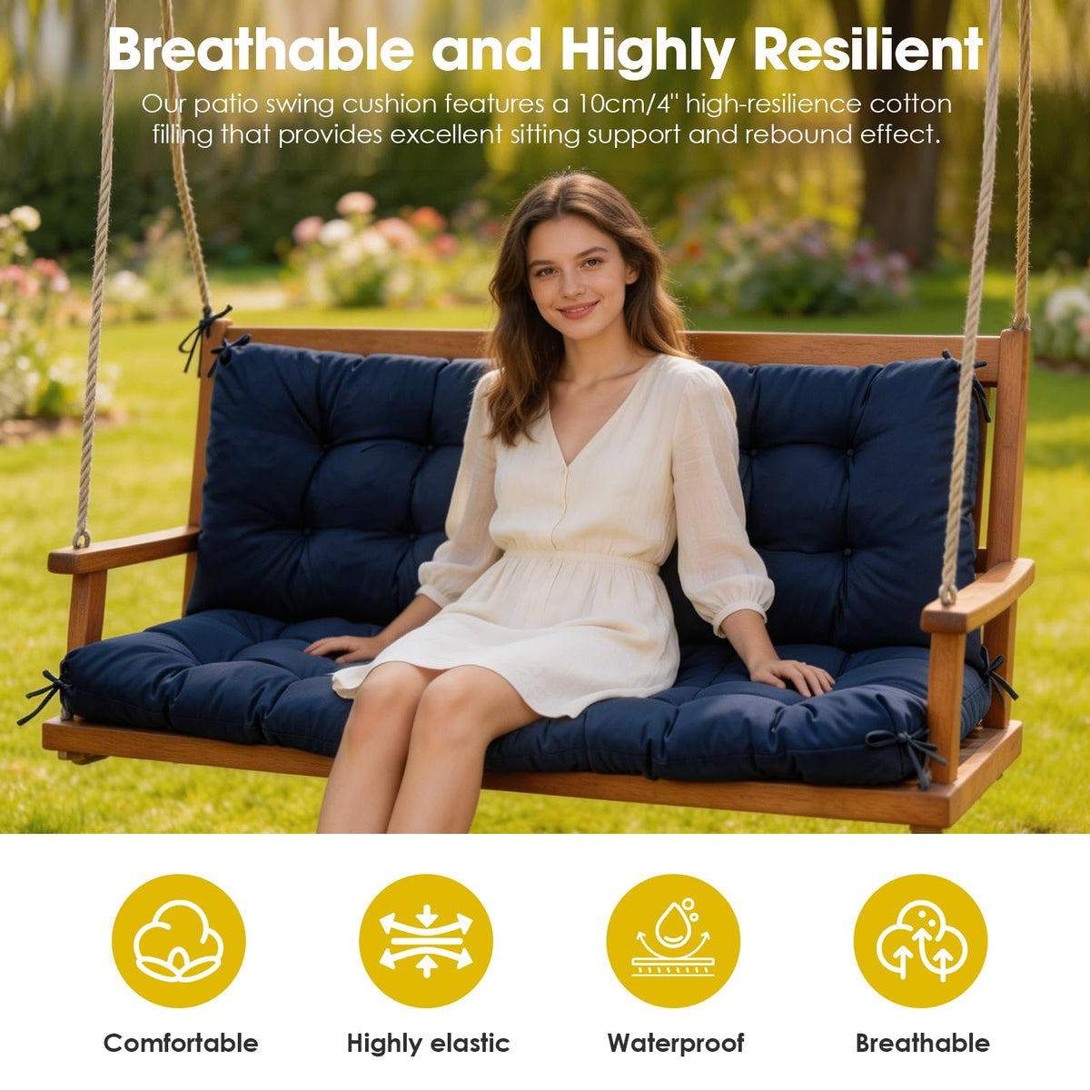 Yddsky porch swing cushion backrest design provides relaxed seating