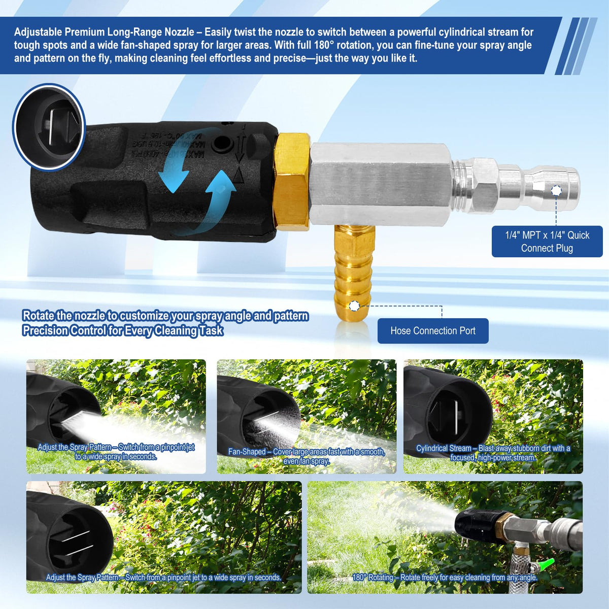 YDHFTYS 15-foot hose and inline shut-off for quick soap-to-rinse switching