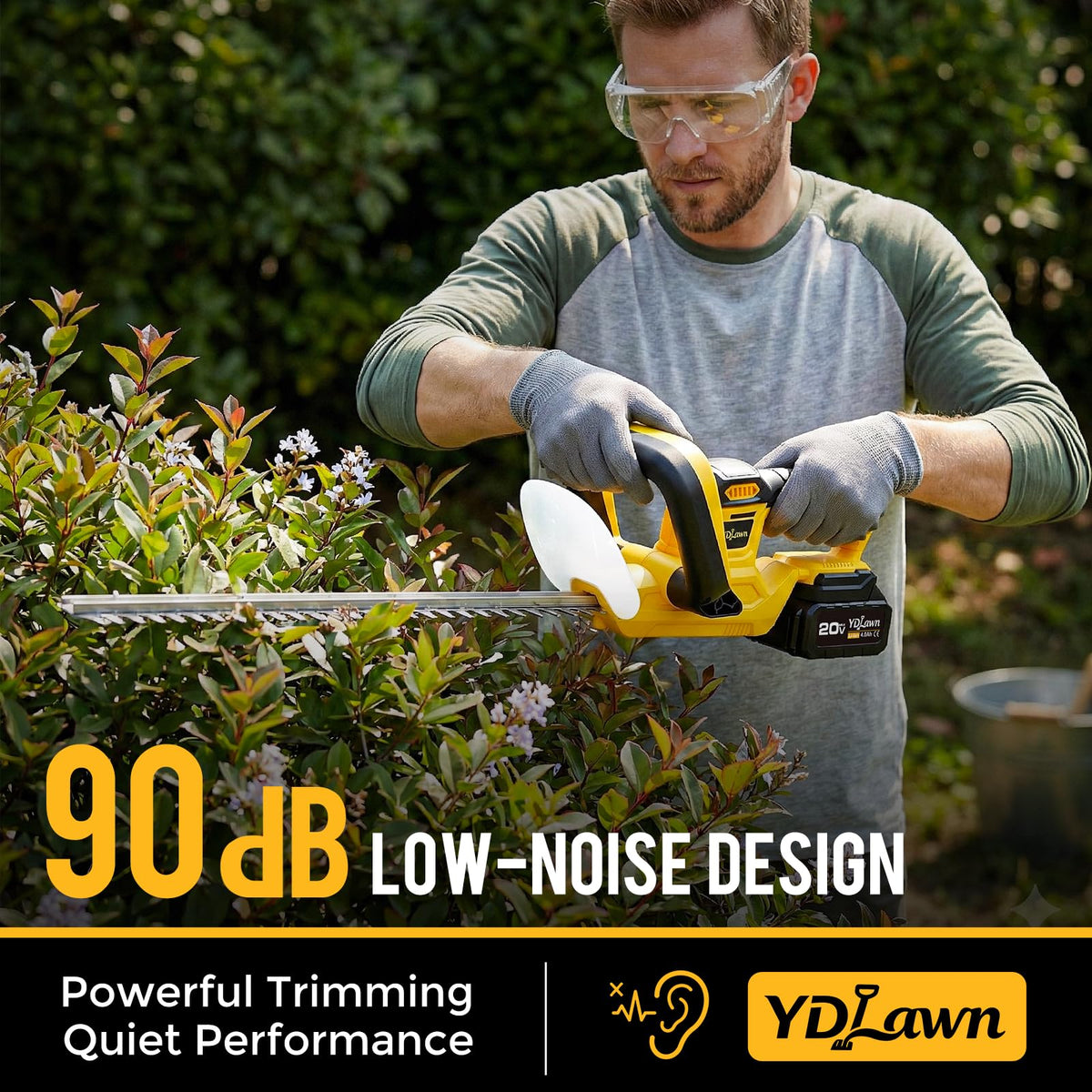 Two 4.0Ah batteries and fast charger included with YDlawn hedge trimmer.