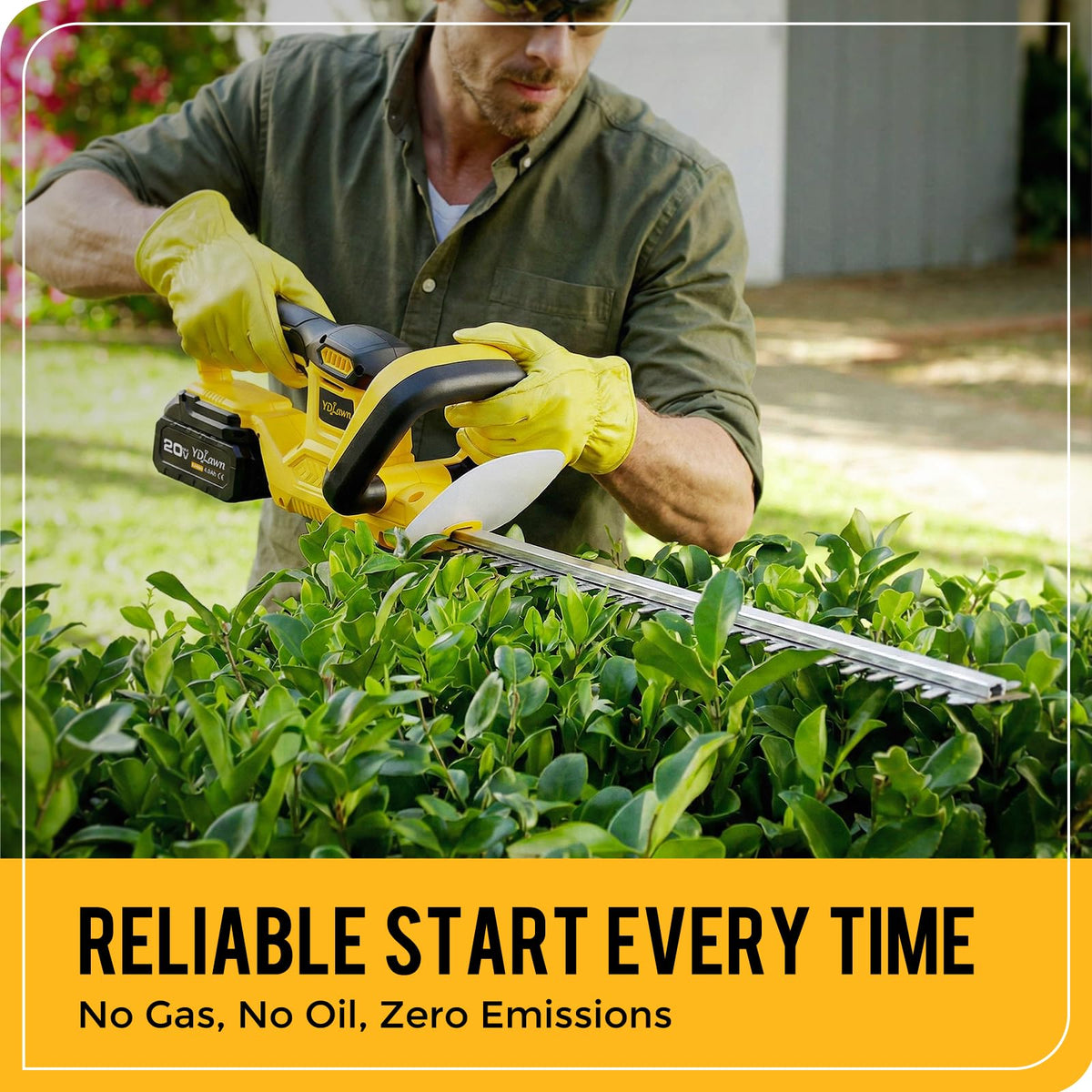 Compact YDlawn hedge trimmer ideal for small hedges and shrubs.