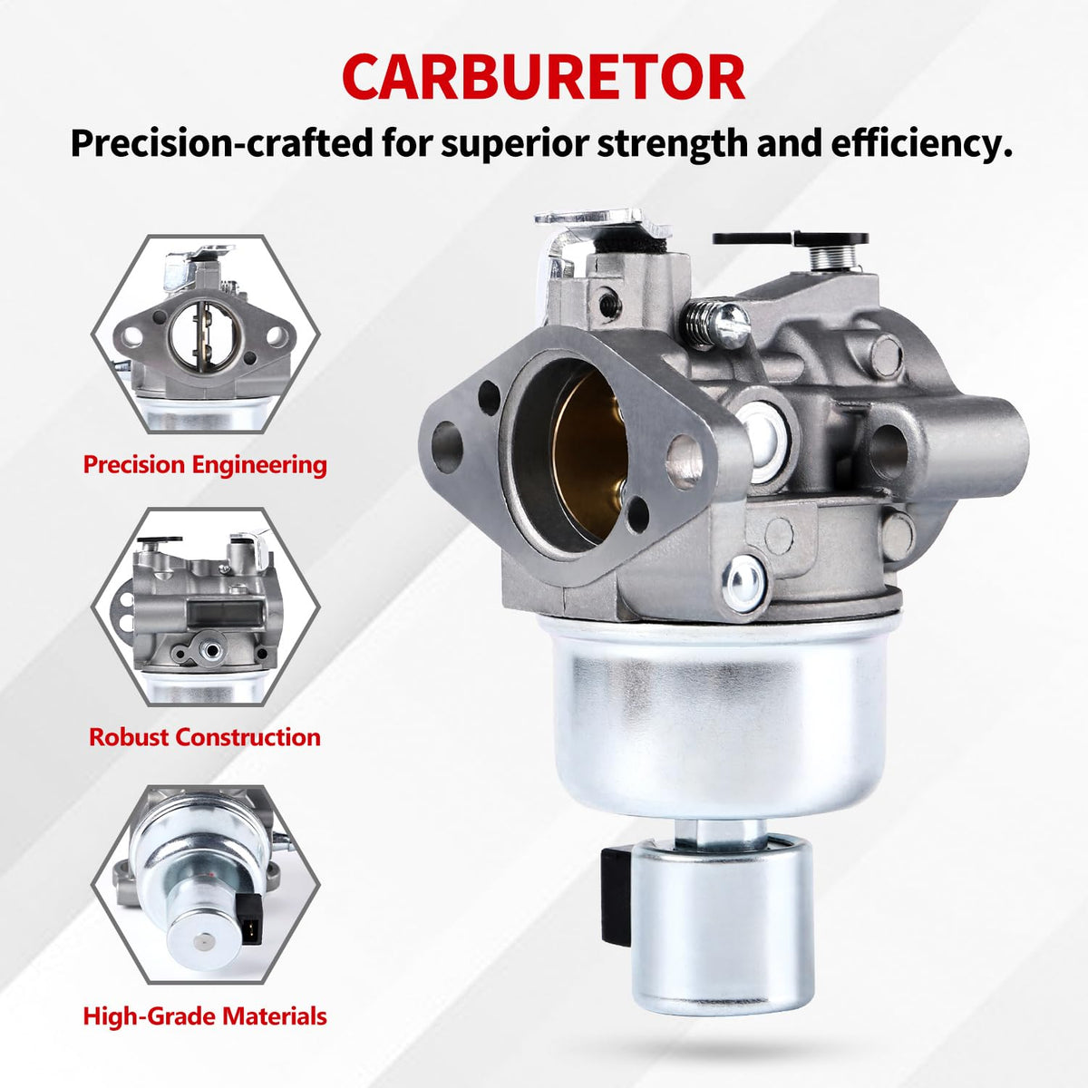 YDO Kohler SV590 carburetor side view highlights precise fit and compatibility.