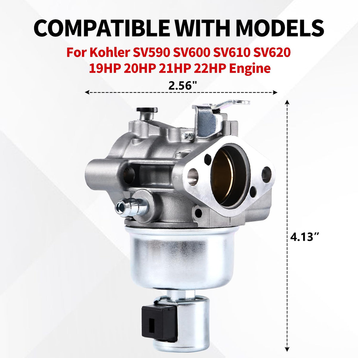 YDO Kohler SV600 carburetor close-up reveals smooth linkage and components.