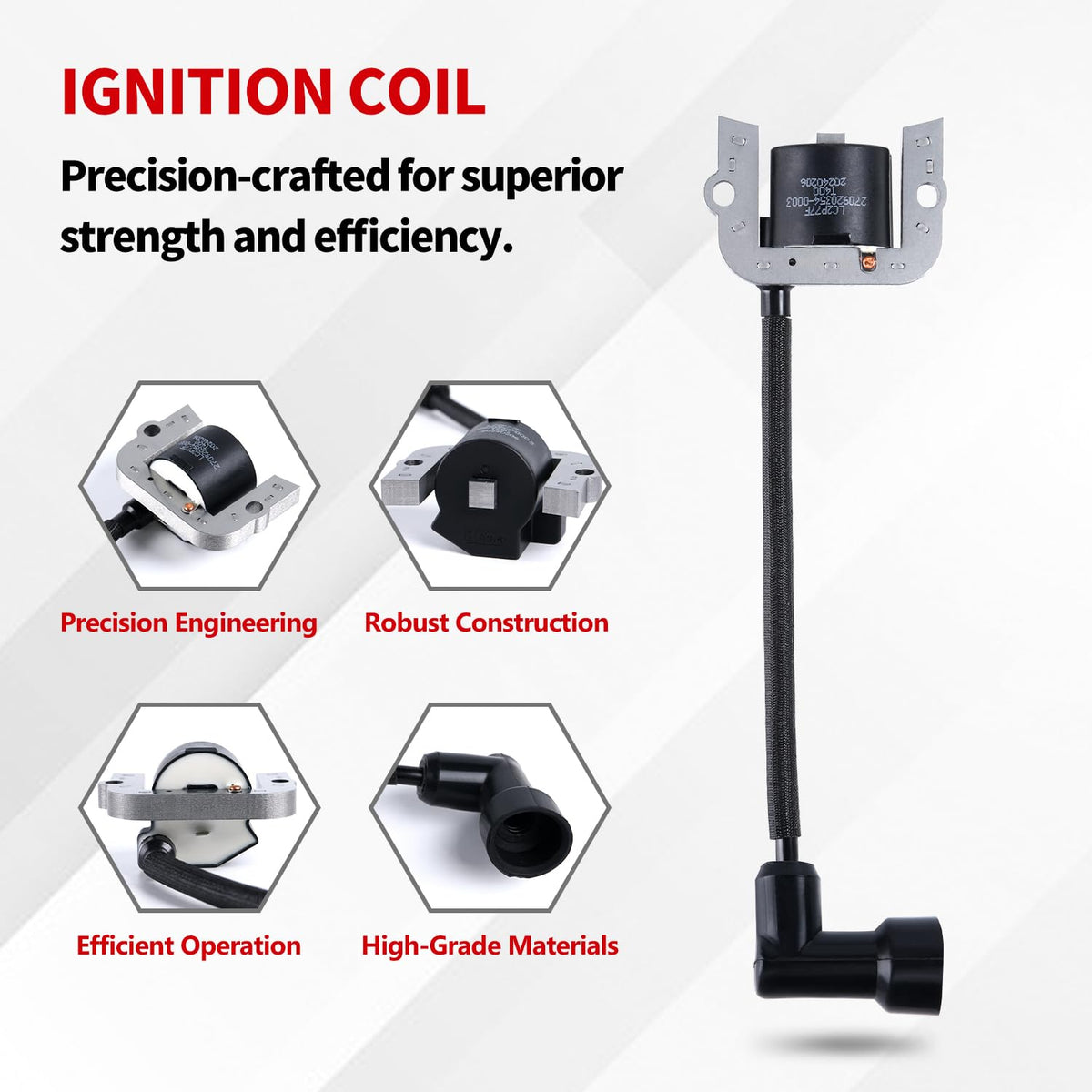 YDO ignition coil module on mower installation shows compatibility.