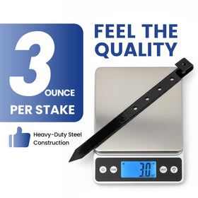 Yeahjiae 10-inch sharp-tip stake penetrates soil with ease.