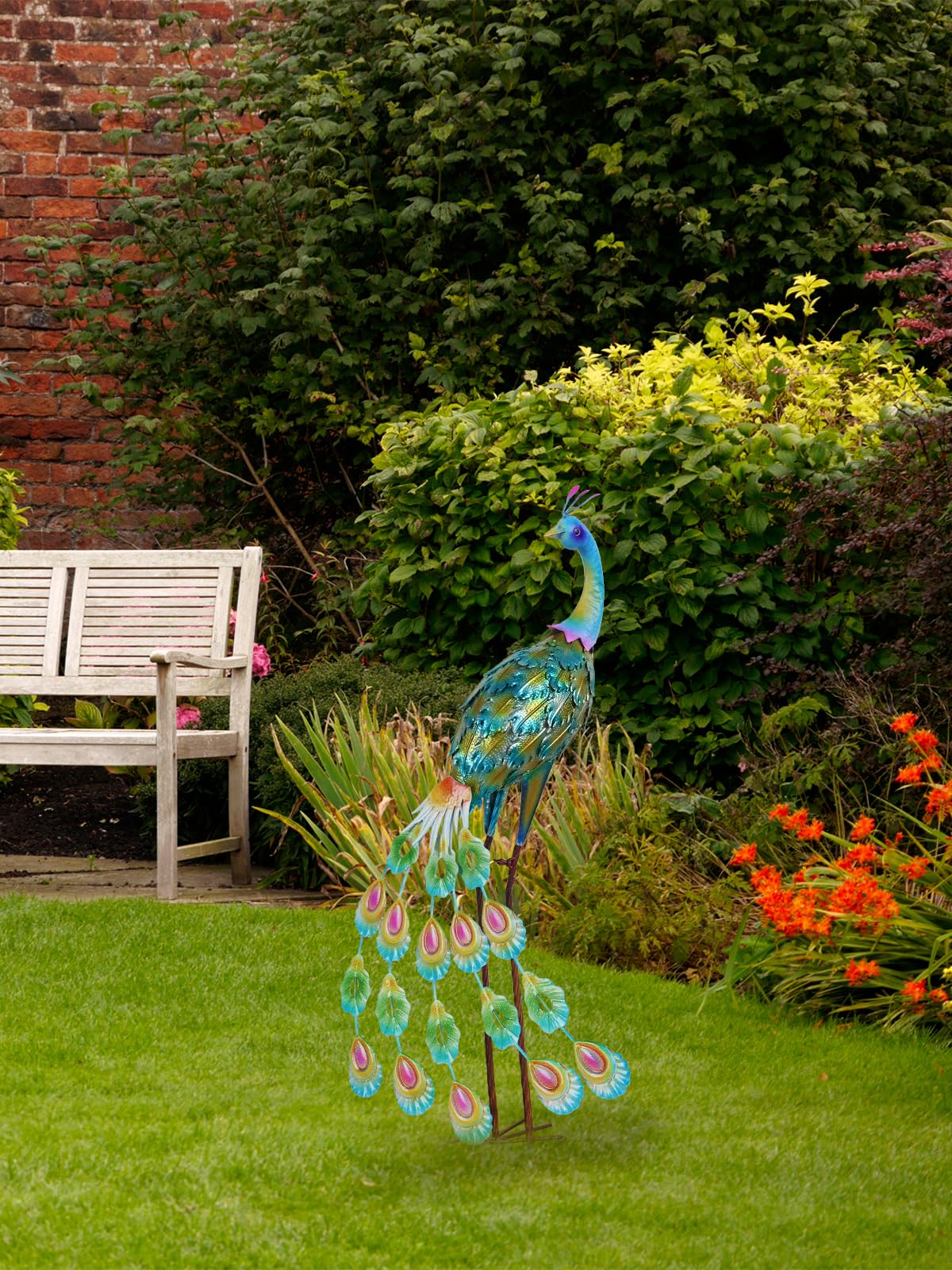 Bright blue-green hues shimmer in sun, creating focal interest on your patio.