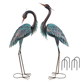 YEAHOME blue heron statue, front view adds coastal elegance to outdoor spaces