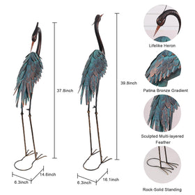 YEAHOME blue heron statue, side view dramatic sculpture for yard decor