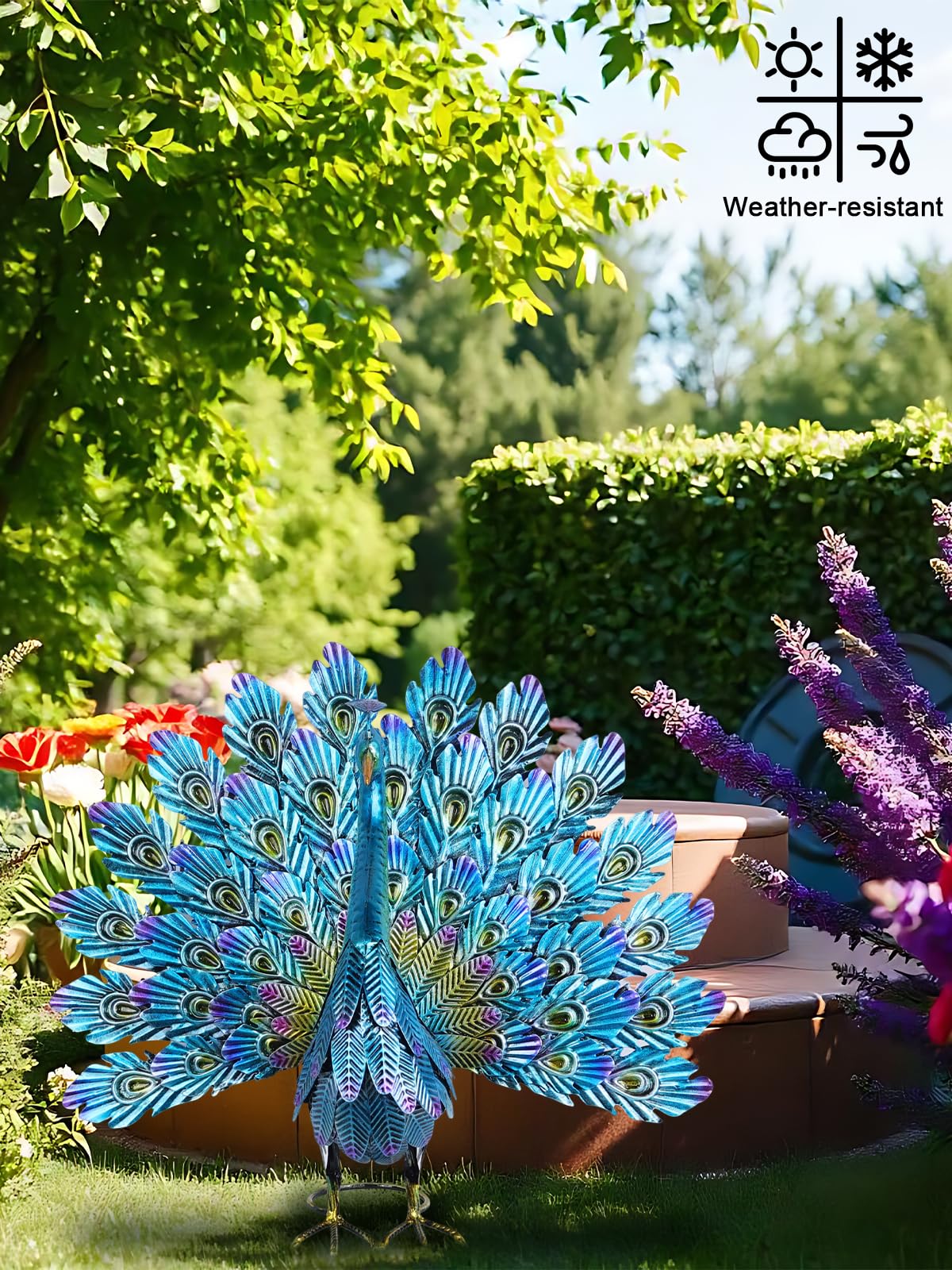 YEAHOME versatile indoor/outdoor peacock decor for living rooms, patios, or poolside.