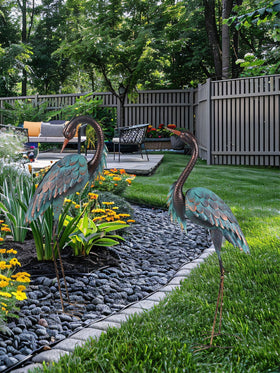YEAHOME large metal heron yard art weather-ready centerpiece for lawn