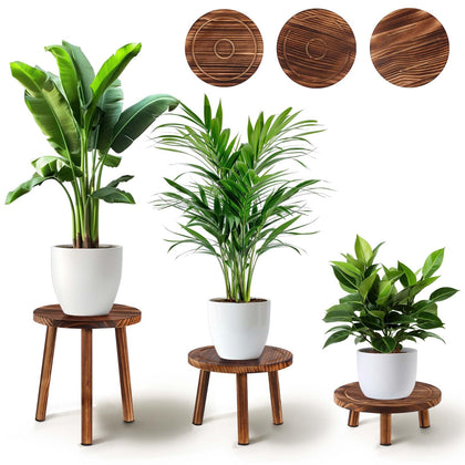 Yedcxup plant stand three-patterns highlights decor while guiding water away from floors