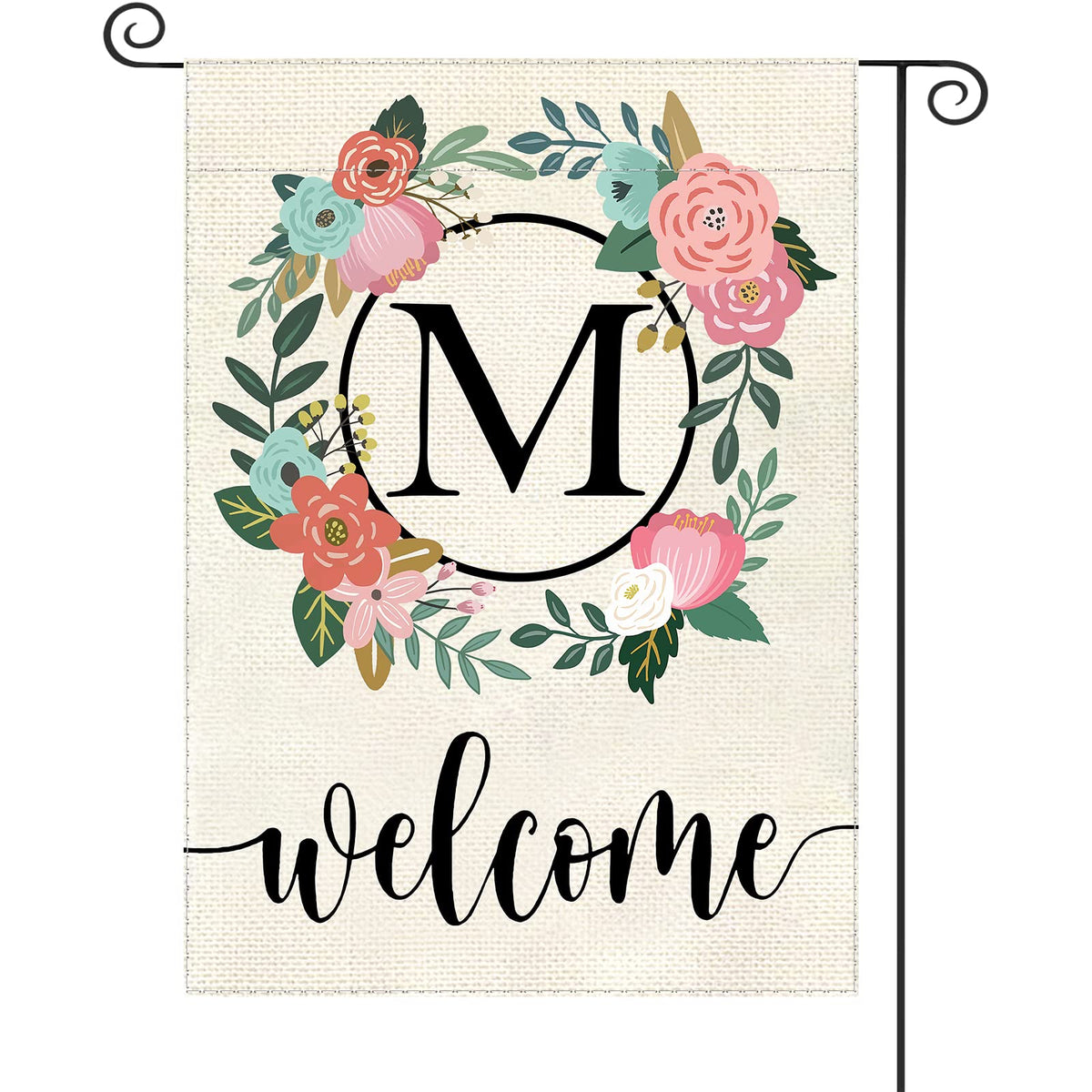 YeeCASE monogram floral flag for garden decor and welcoming yard ambiance