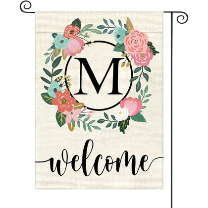 YeeCASE monogram floral flag for garden decor and welcoming yard ambiance