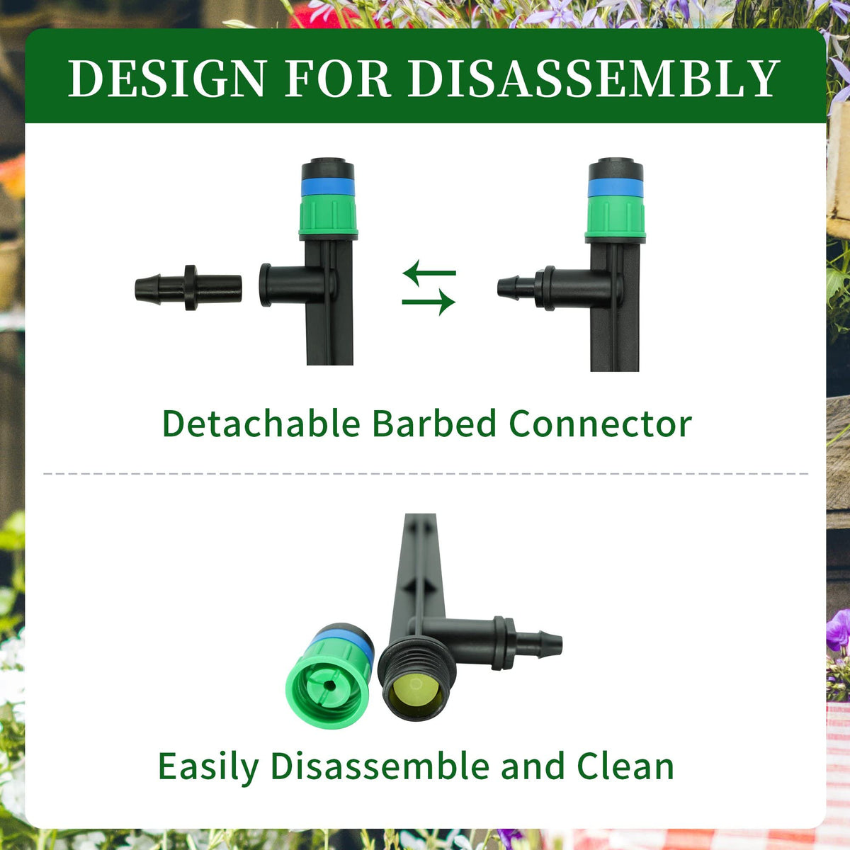 Yeedoox versatile emitter suitable for pots, lawns, beds, and more.