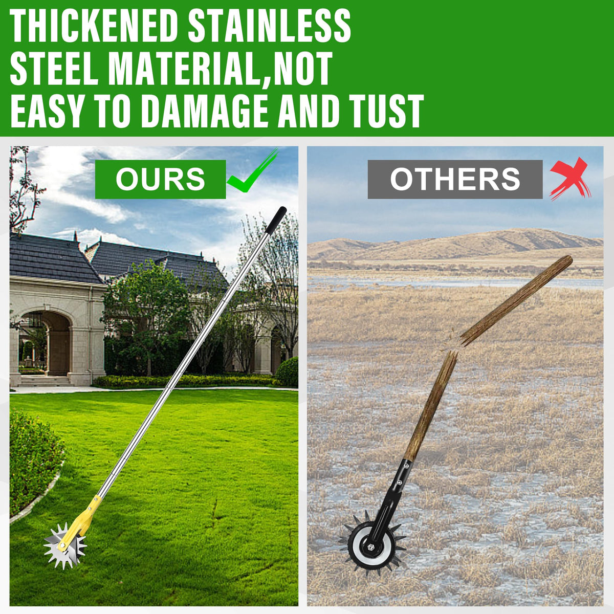 YEELOR edger blade self-cleaning reduces clogs during use.