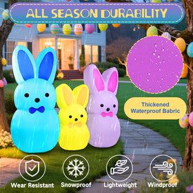 Yeenuo Easter bunny made of weatherproof polyester for lasting outdoor use.