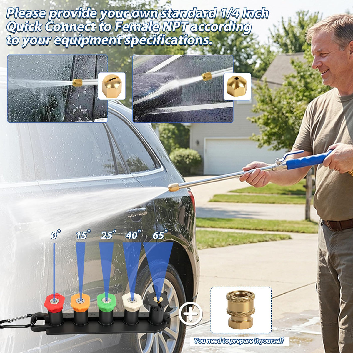 Yeesingsen Jetnozzle in jet stream mode for powerful outdoor cleaning