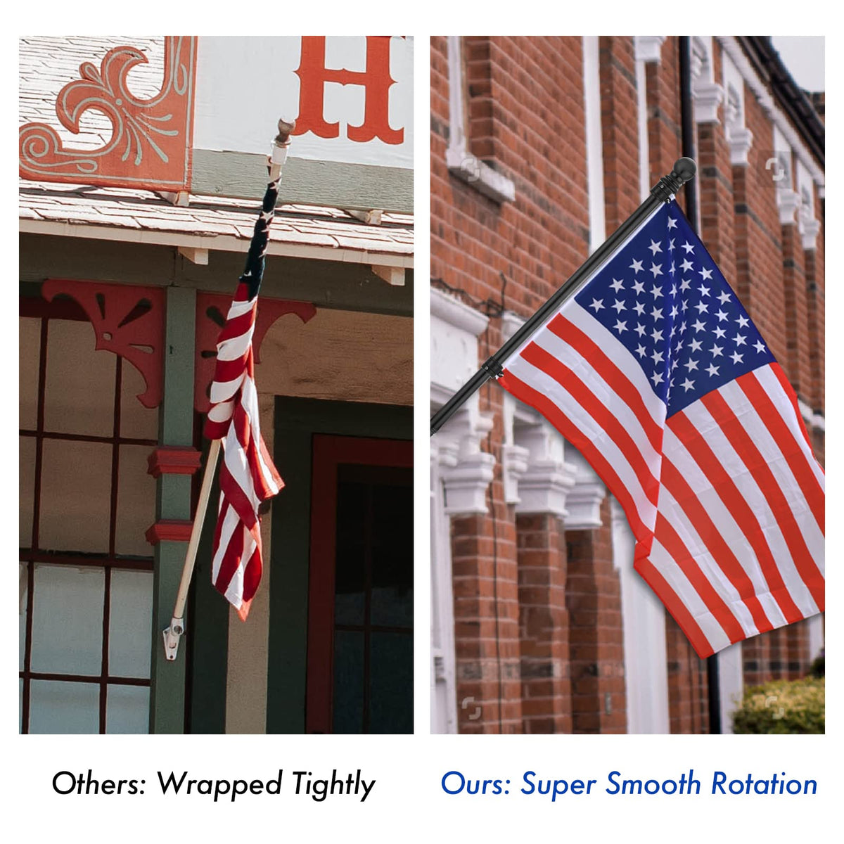 Yeesun black finish flag rings complement outdoor poles and displays.