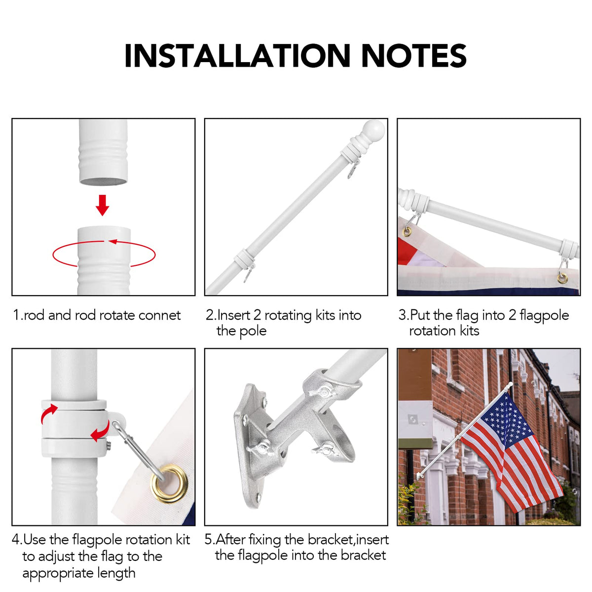 Yeesun flag pole 1-inch diameter for sturdy stability.