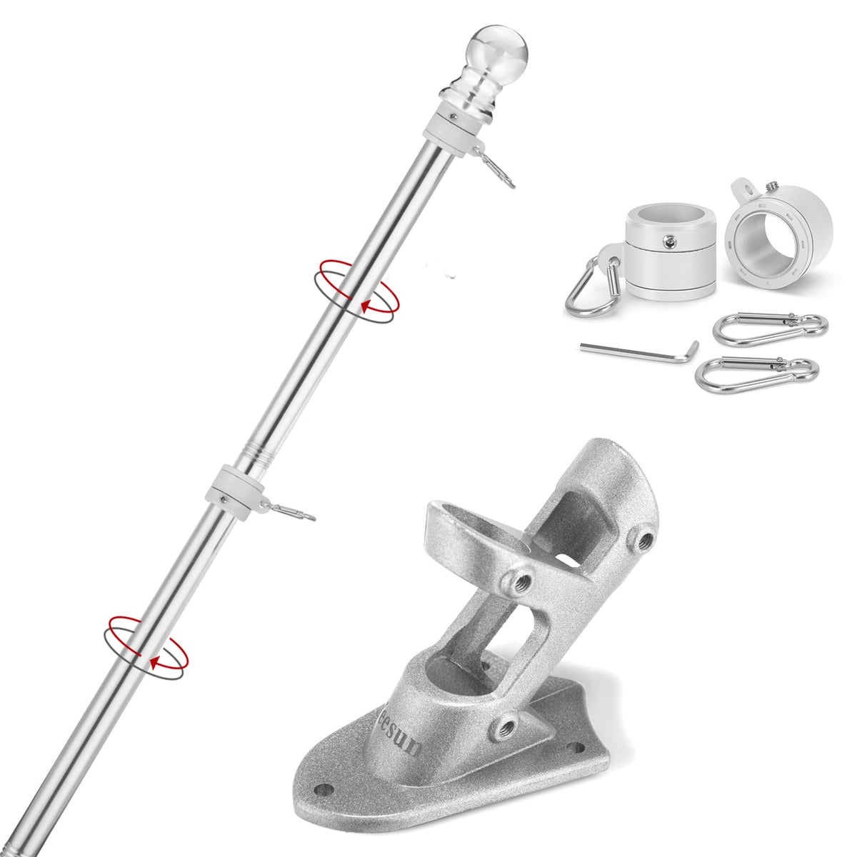 Yeesun 6ft flag pole outdoors ready for porch display with sturdy build
