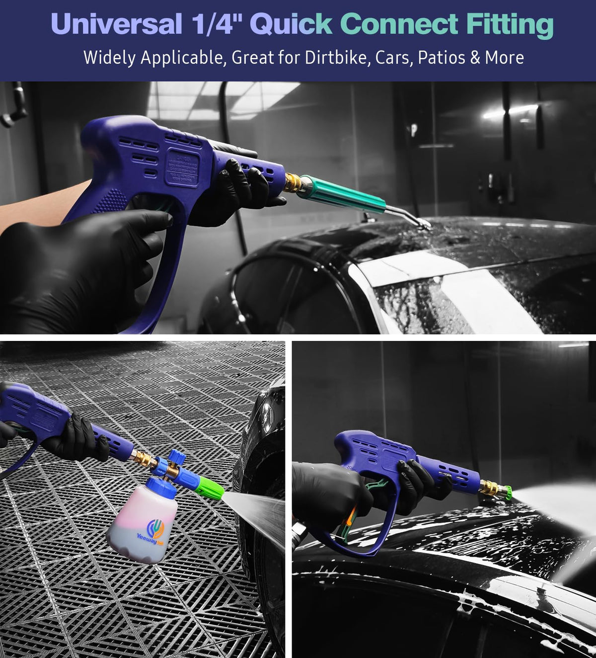 YeewayVeh 3/8 quick-connect, seamless compatibility with universal pressure washers.