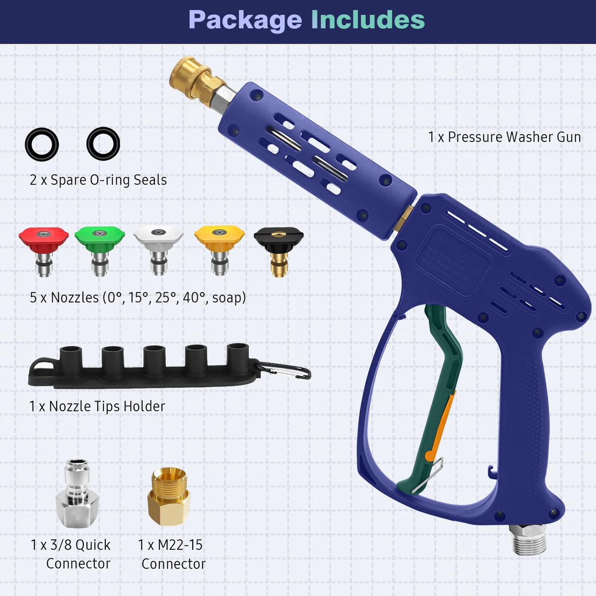 YeewayVeh foam cannon-compatible nozzle, ideal for car detailing.