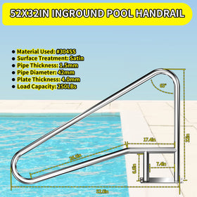 Yeezoo pool rail with non-slip cover improves grip when wet.