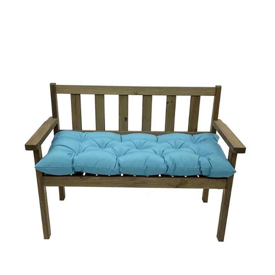 Yefound outdoor bench cushion in teal, top view adds weatherproof comfort.