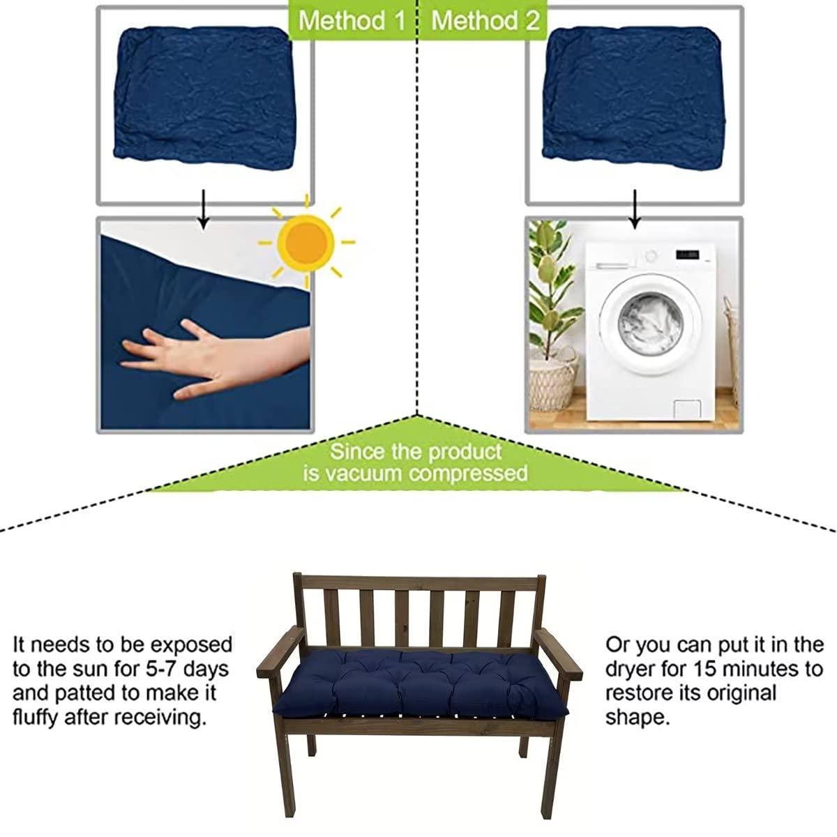 Cushion drying in the sun to recover its shape and softness