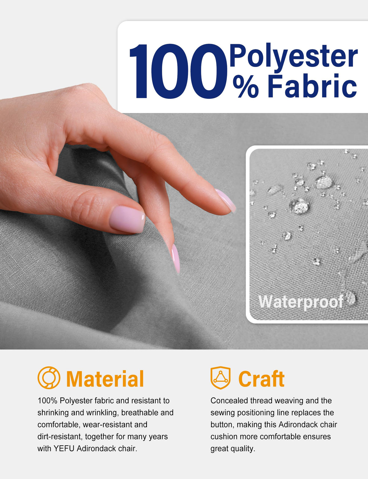 YEFU cushion with waterproof fabric safe for patio weather.
