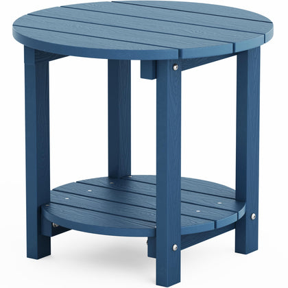 YEFU Adirondack side table 18-inch footprint beside chair for extra surface space.