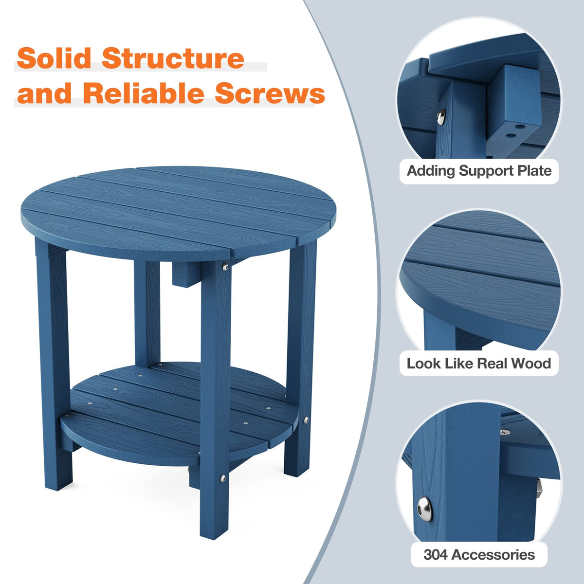 YEFU Adirondack side table shows double-layer storage for drinks and snacks.