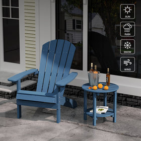 YEFU Adirondack side table with weather-resistant HIPS finish resists cracking.
