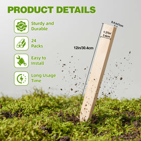Yeghujar 12in pinewood stake provides sturdy plant support for vegetables