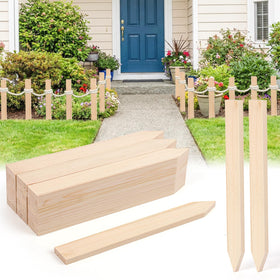 Yeghujar 24Pcs wooden stakes provide sturdy plant support for tomatoes and peppers in the garden.